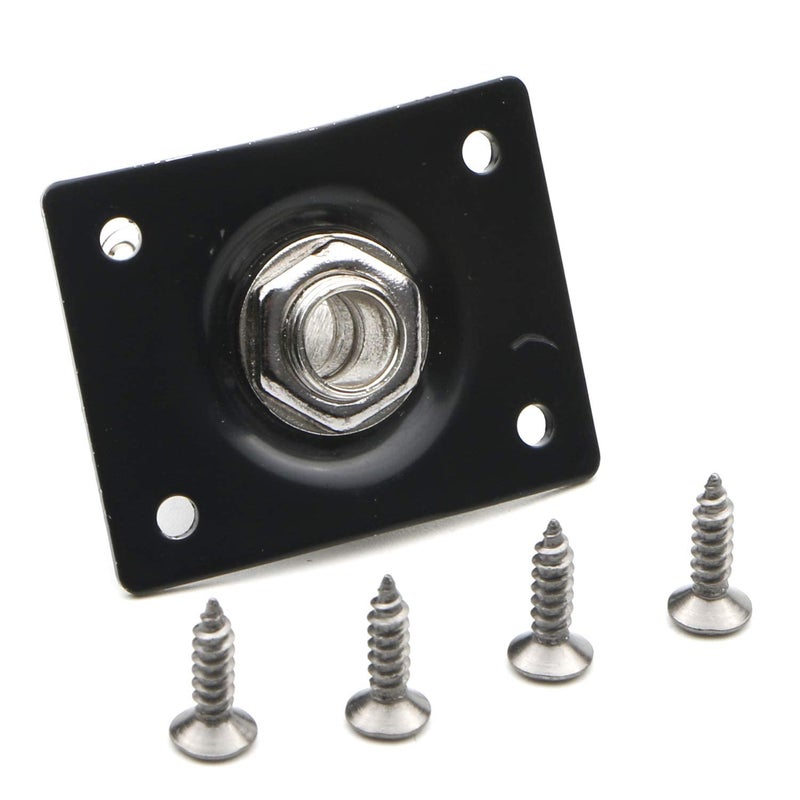 Swhmc 1/4 Inch Guitar Output Jack Plate, 6.35mm Metal Jack Socket with 4 Screws, Replacement for Electric Guitar Bass, Les Paul Telecaster Stratocaster Parts (Black) - Image 1